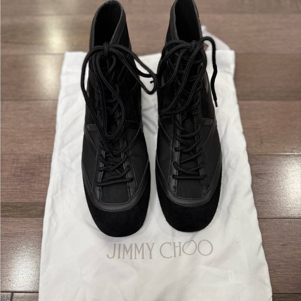 Jimmy Choo Black Lace-Up Sneakers